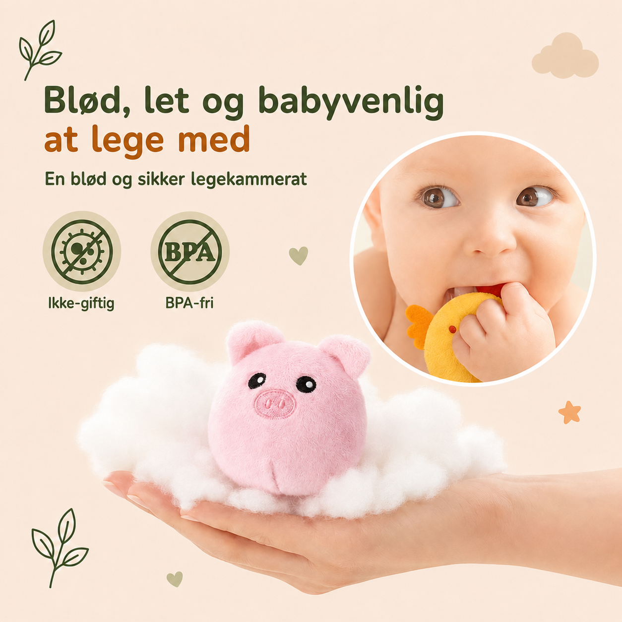 Blødt bondegårdslegesæt – 6 tøjdyr til babyer