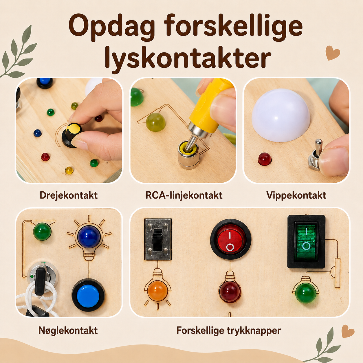Montessori LED Busy Board – Tænk og løs