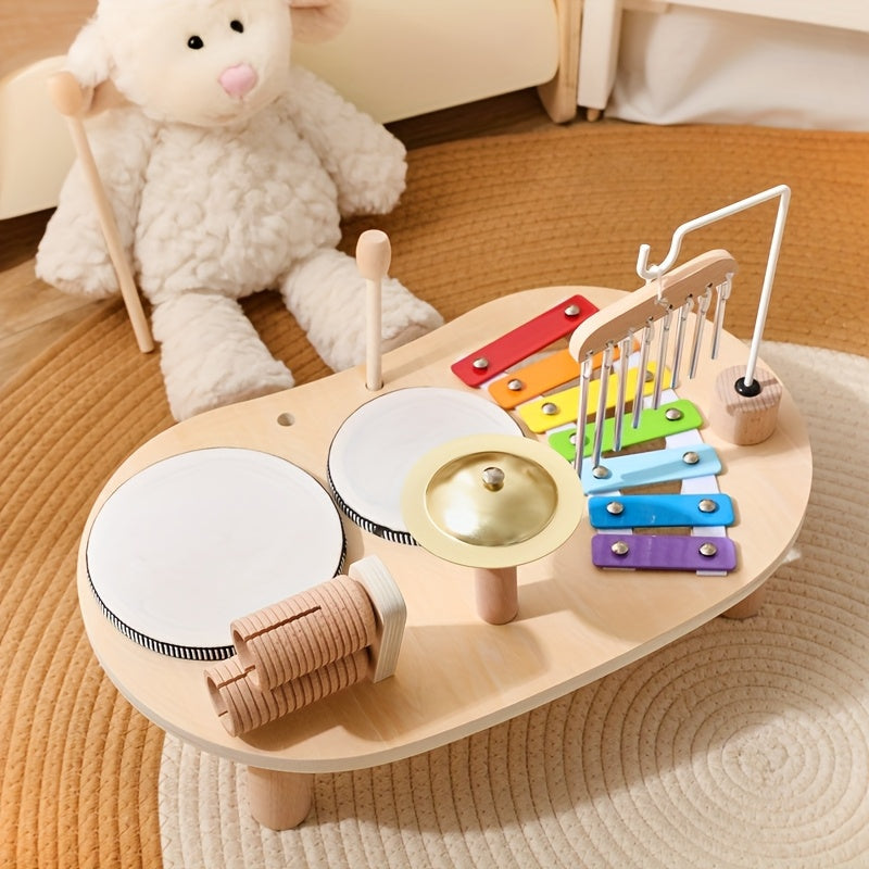 Montessori Muziektafel – Alles-in-één muziekinstrument met knuffel op een mat