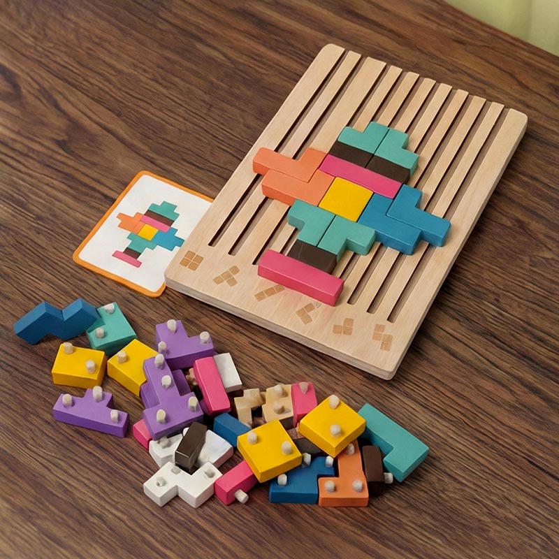 Montessori Træ-Tetris - Pædagogisk Byggespil