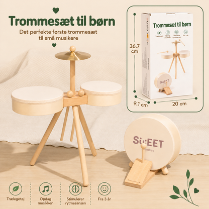 Trommesæt i træ – trommer og xylofon